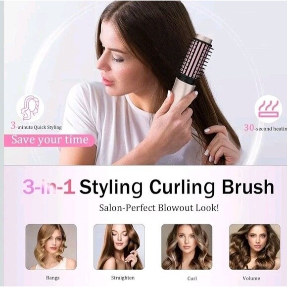 Cordless Hair Curling Iron Brush, Mini Travel Hot Straightener Comb, 3-in-1... - Picture 6 of 7